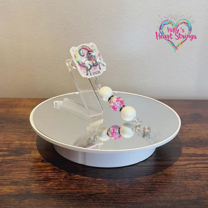 Capricorn Zodiac Rhinestone Badge Reel – Acrylic Beaded ID Holder | Swivel Alligator Clip | Retractable Nurse, Teacher & Office Badge Reel