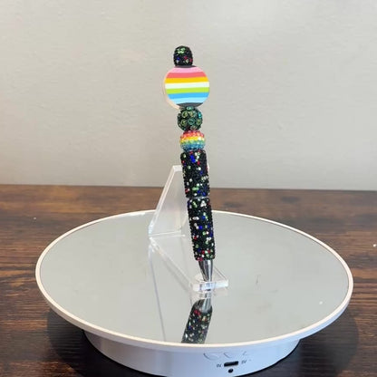 Queer Pride Rhinestone Beaded Pen | Super Sparkly Retractable Pen