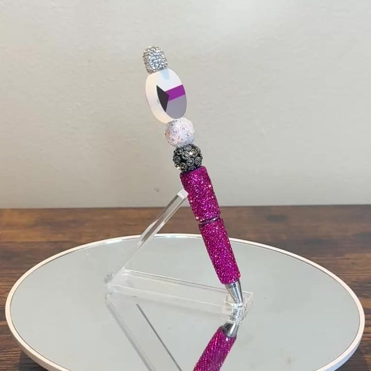 Demisexual Pride Rhinestone Beaded Pen | Super Sparkly Retractable Pen