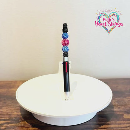 Leather Pride Beaded Acrylic Rhinestone 4-in-1 Pen