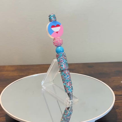 Ageplay Pride Rhinestone Beaded Pen | Super Sparkly Retractable Pen