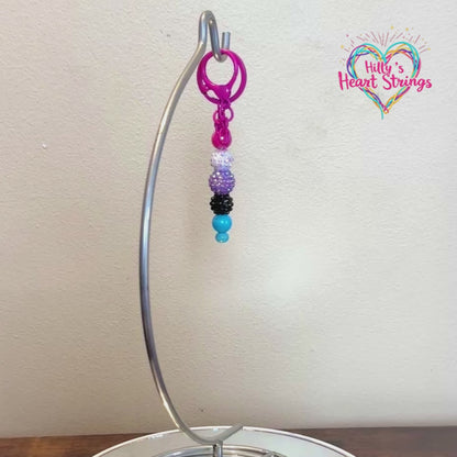 Genderfluid Pride Rhinestone and Smooth Beaded Keychain