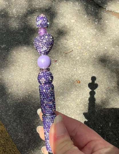 Lavender Rhinestone Bling Beaded Pen - Glam Stationery